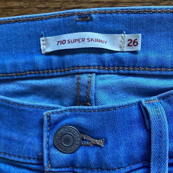 Levi’s 710 Super Skinny Palm Print Light Blue Jeans Size 26 - Picture 5 of 12